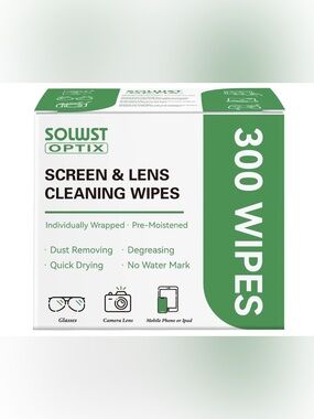 Solwist Optix Screen & Lens Cleaning Wipes - Green & White Pack